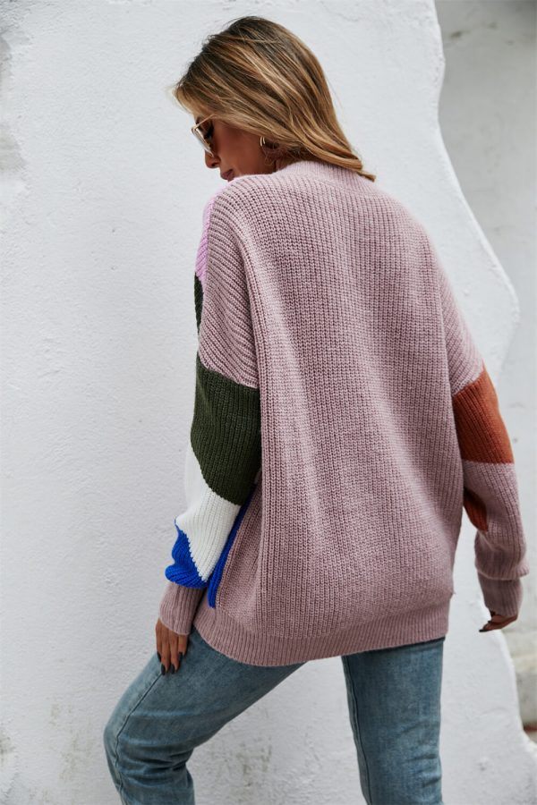 Contrast Button Front V-Neck Cardigan - Image 7
