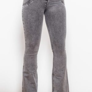 Zip Detail Flare Long Jeans