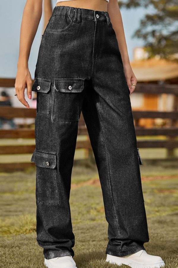 Buttoned Slim Fit Long Jeans with Pockets - Image 6