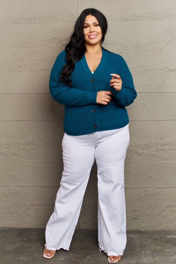Zenana Kiss Me Tonight Full Size Button Down Cardigan in Teal - Image 10