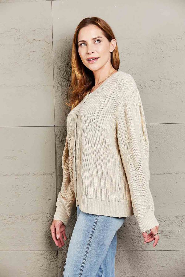Double Take Button Down Rib-Knit Reversible Sweater - Image 3