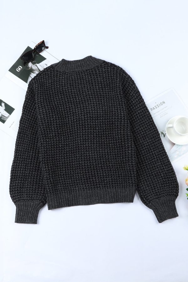 Woven Right Waffle-Knit Drop Shoulder Button-Down Cardigan - Image 21