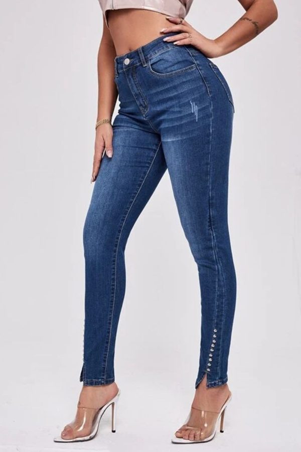 Buttoned Long Jeans - Image 3