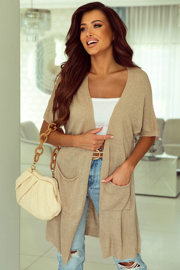 Open Front Sweater Cardigan with Pockets - Image 4