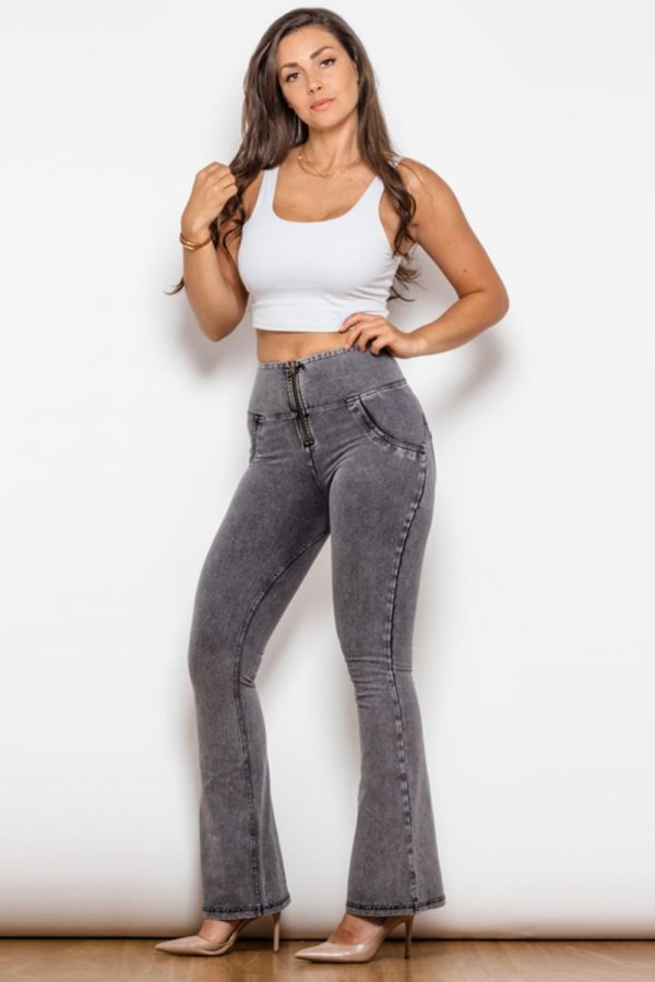 Zip Detail Flare Long Jeans - Image 7