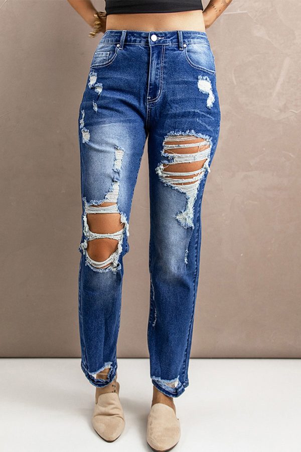 Baeful Distressed High-Rise Jeans with Pockets - Image 3