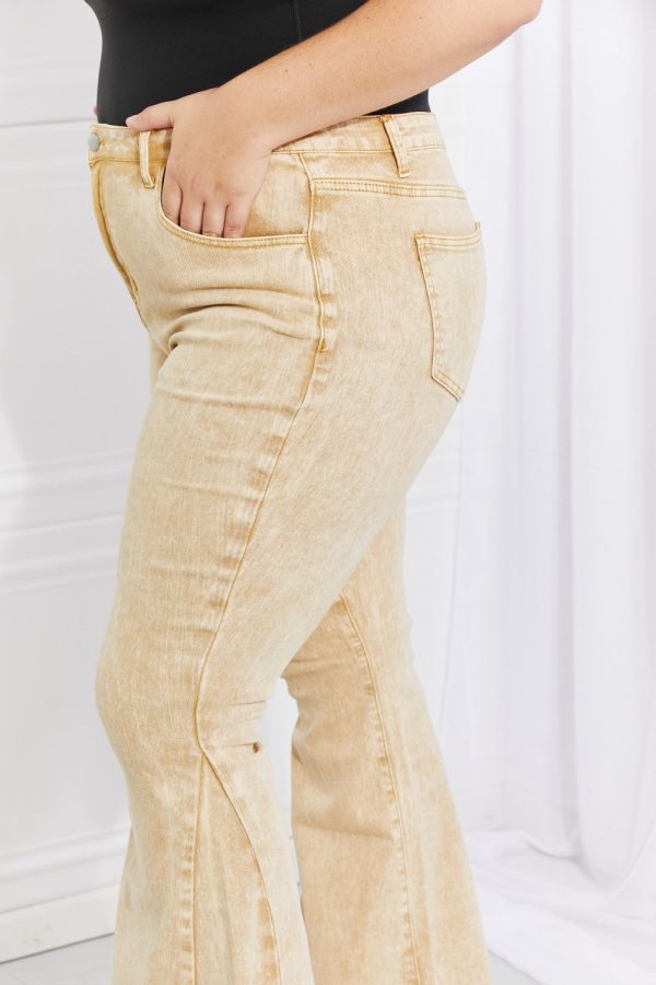 Color Theory Flip Side Fray Hem Bell Bottom Jeans in Yellow - Image 10