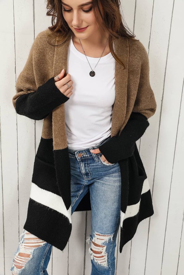 Color Block Dropped Shoulder Longline Cardigan - Image 6
