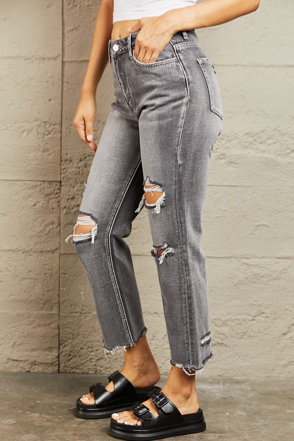 BAYEAS Mid Rise Distressed Cropped Dad Jeans - Image 3
