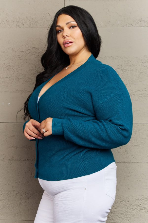 Zenana Kiss Me Tonight Full Size Button Down Cardigan in Teal - Image 8