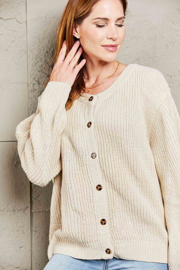 Double Take Button Down Rib-Knit Reversible Sweater - Image 4