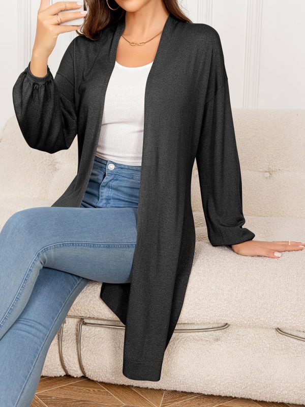 Dropped Shoulder Open Front Longline Cardigan - Image 5