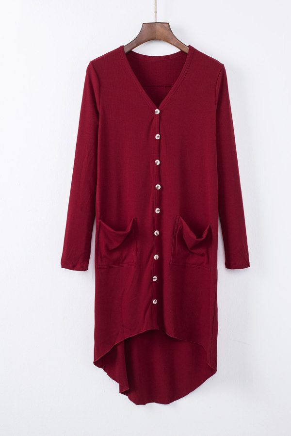 V-Neck Long Sleeve Cardigan with Pocket - Image 15