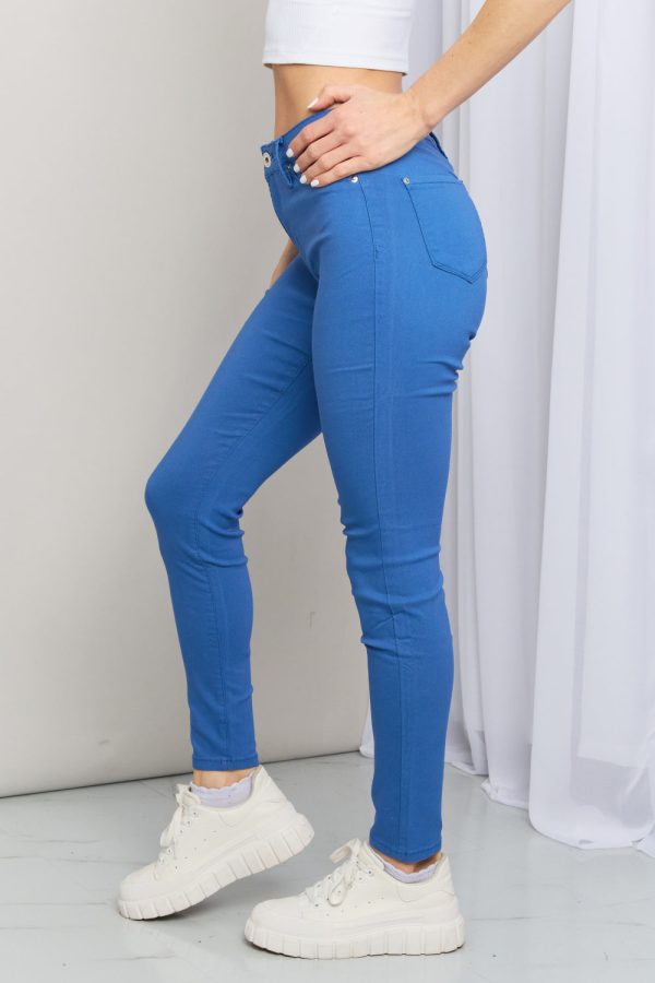 YMI Jeanswear Kate Hyper-Stretch Full Size Mid-Rise Skinny Jeans in Electric Blue - Image 4