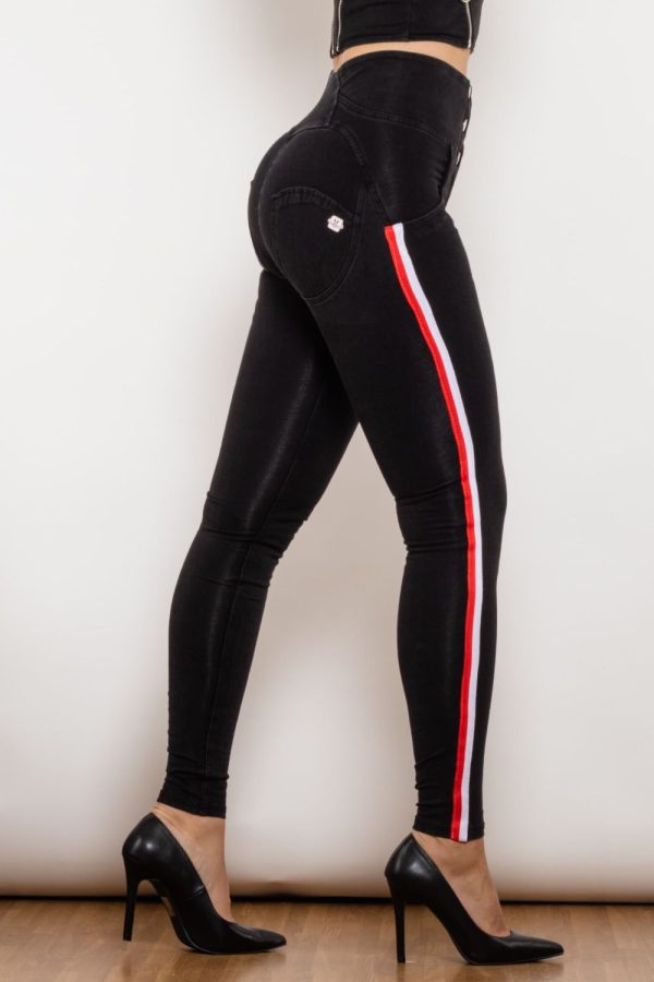 Side Stripe Buttoned Skinny Jeans - Image 3