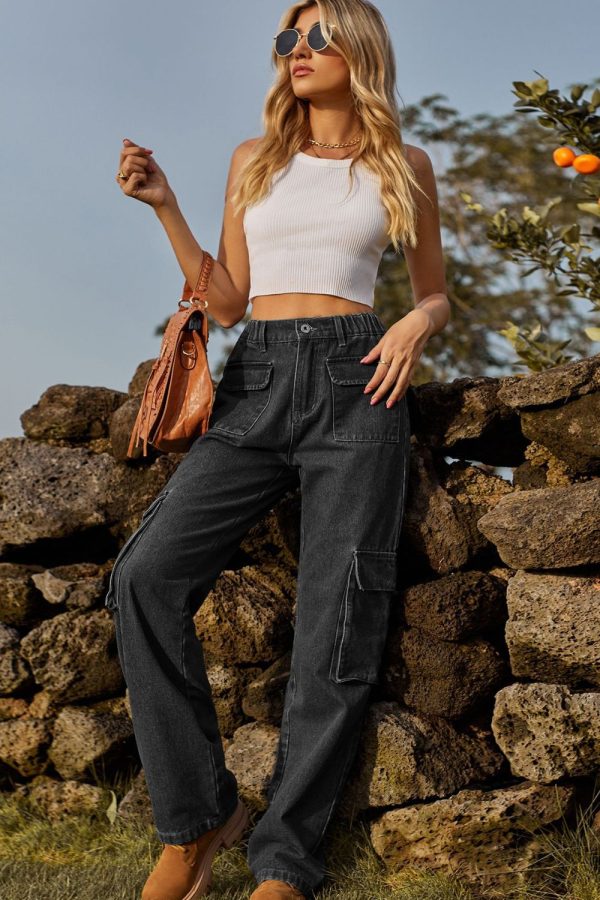 Loose Fit Long Jeans with Pockets - Image 8