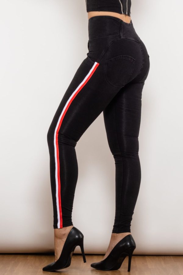 Side Stripe Buttoned Skinny Jeans - Image 5