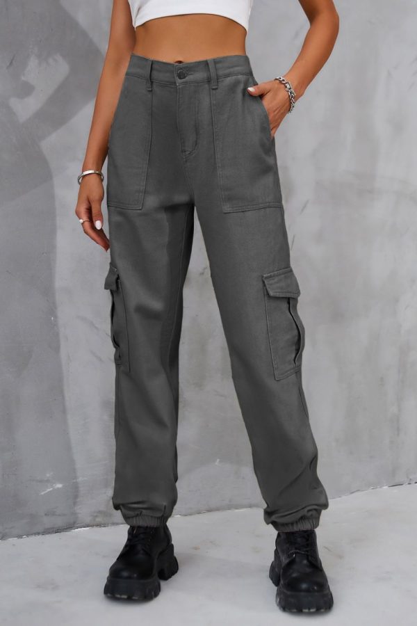 Buttoned High Waist Jeans with Pockets - Image 7