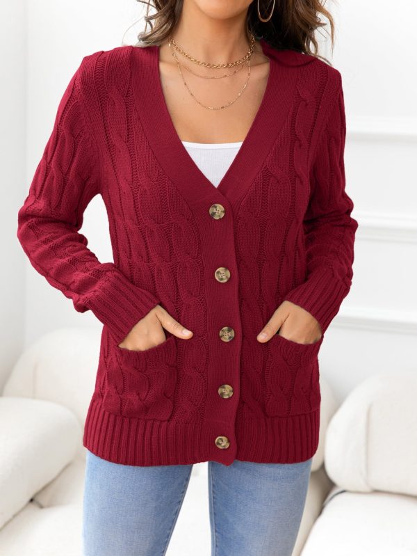 Button Down Cable-Knit Cardigan - Image 5