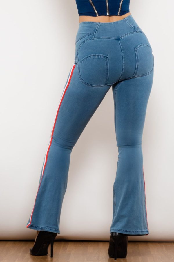 Side Stripe Zip Closure Bootcut Jeans - Image 7