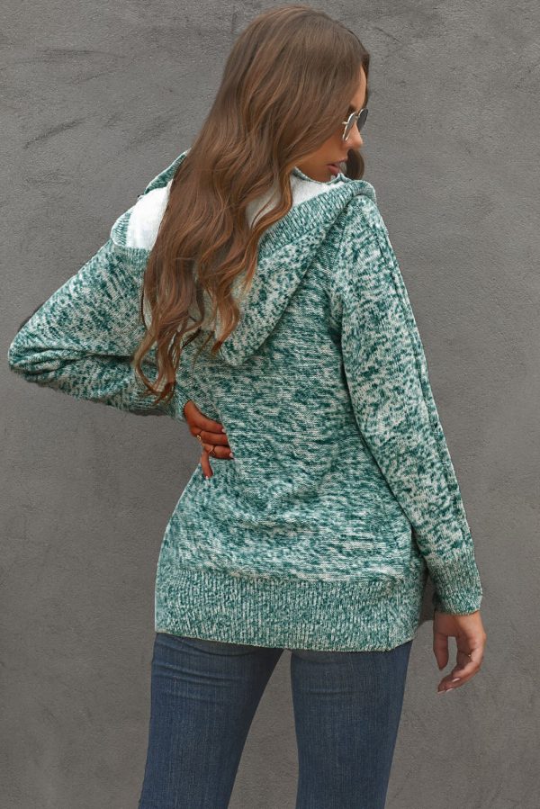 Cable-Knit Fleece Lining Button-Up Hooded Cardigan - Image 31