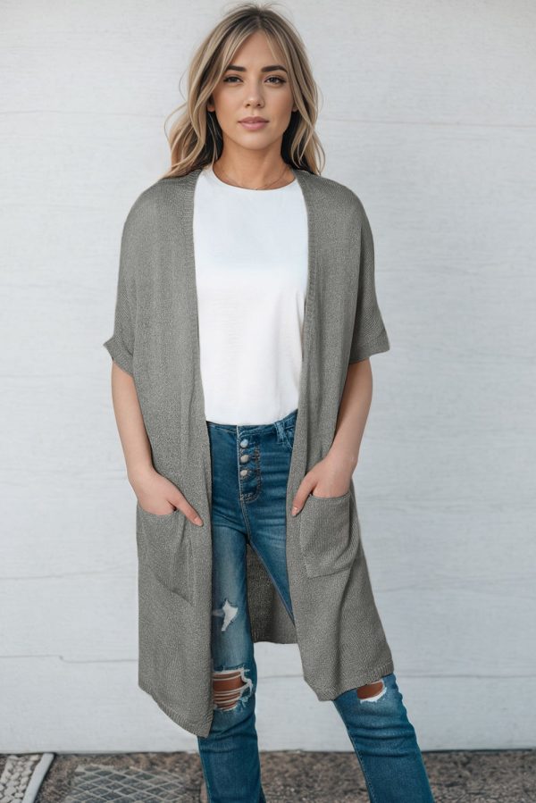 Open Front Sweater Cardigan with Pockets - Image 11