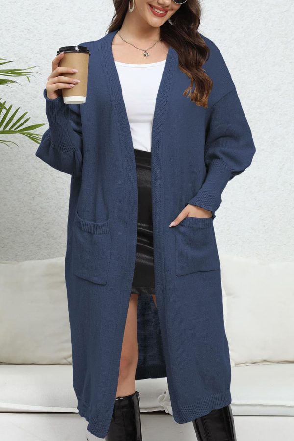 Open Front Dropped Shoulder Cardigan - Image 7