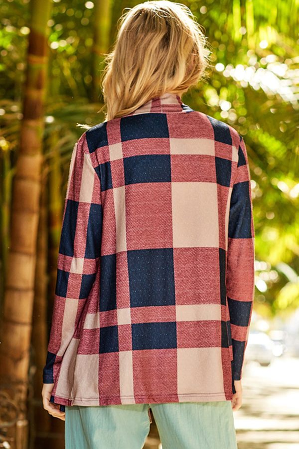 Plaid Open Front Cardigan - Image 2