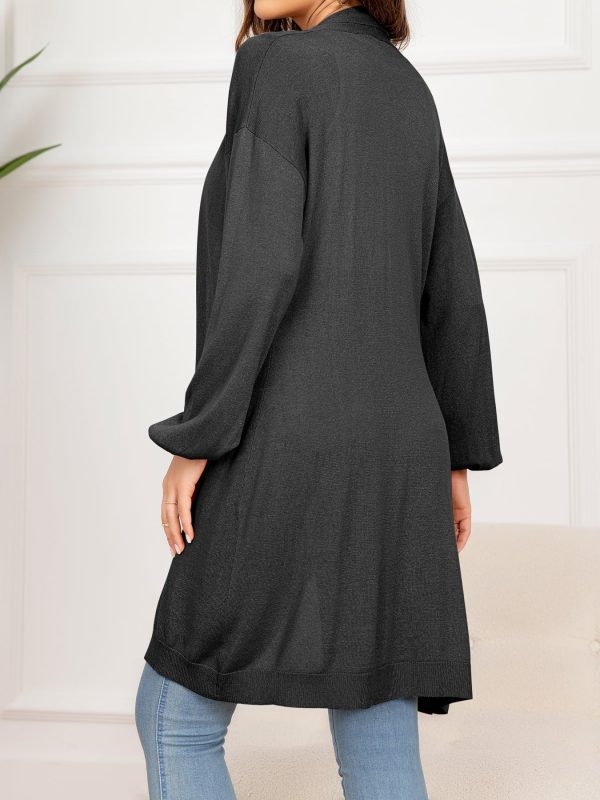 Dropped Shoulder Open Front Longline Cardigan - Image 6