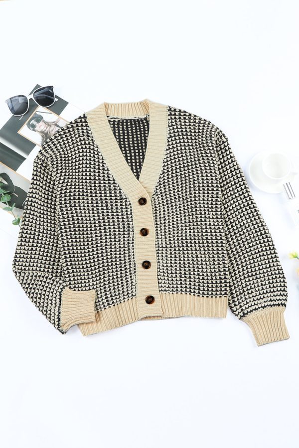 Woven Right Waffle-Knit Drop Shoulder Button-Down Cardigan - Image 24