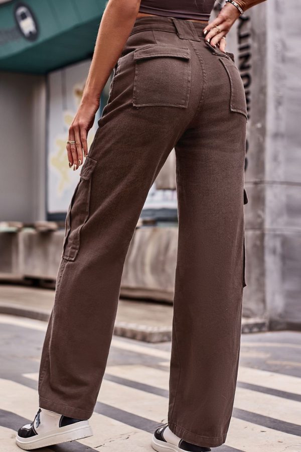 Buttoned High Waist Loose Fit Jeans - Image 2