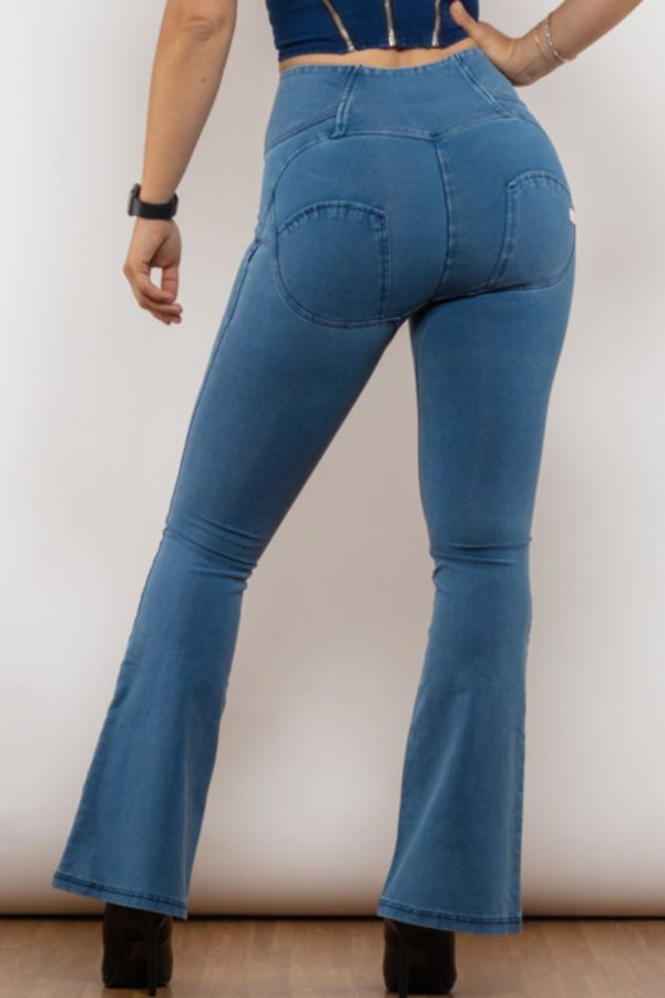 Zip Detail Flare Long Jeans - Image 4