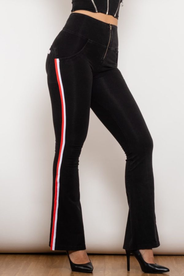 Side Stripe Zip Closure Bootcut Jeans - Image 3