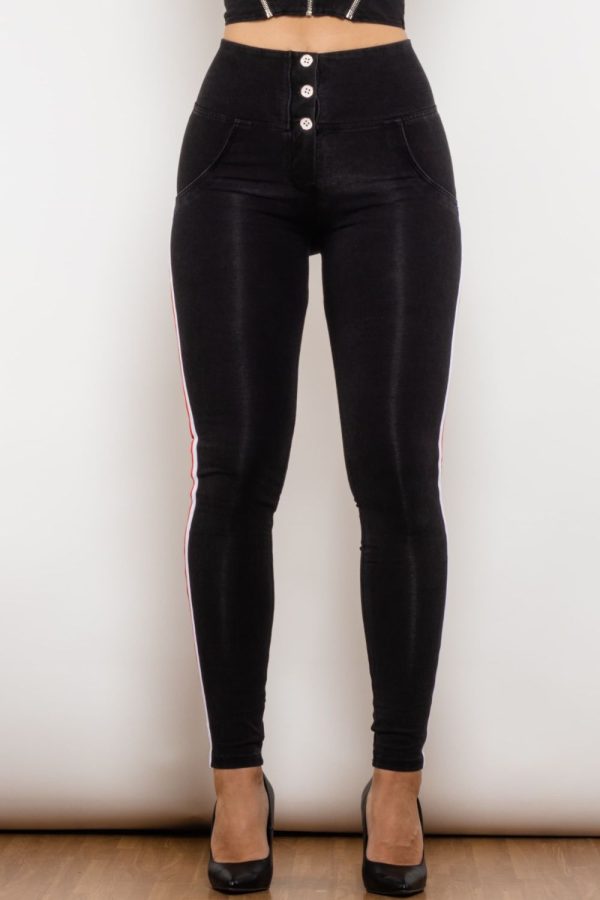 Side Stripe Buttoned Skinny Jeans - Image 2