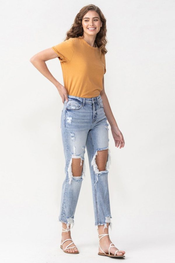 Lovervet Full Size Amari Destroyed High Rise Crop Straight Jeans - Image 4
