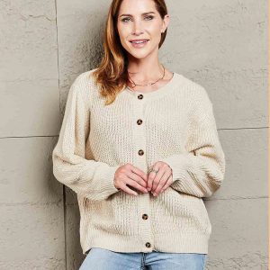 Double Take Button Down Rib-Knit Reversible Sweater