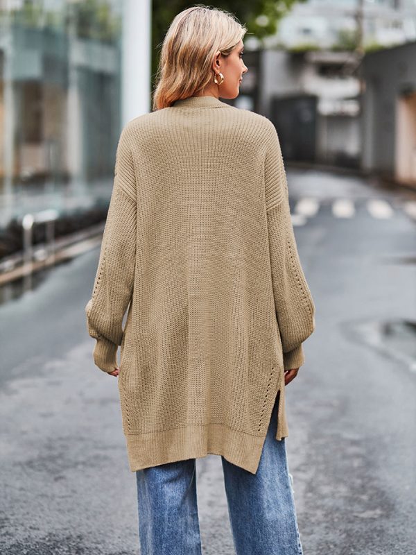 Long Sleeve Waffle-Knit Cardigan - Image 6