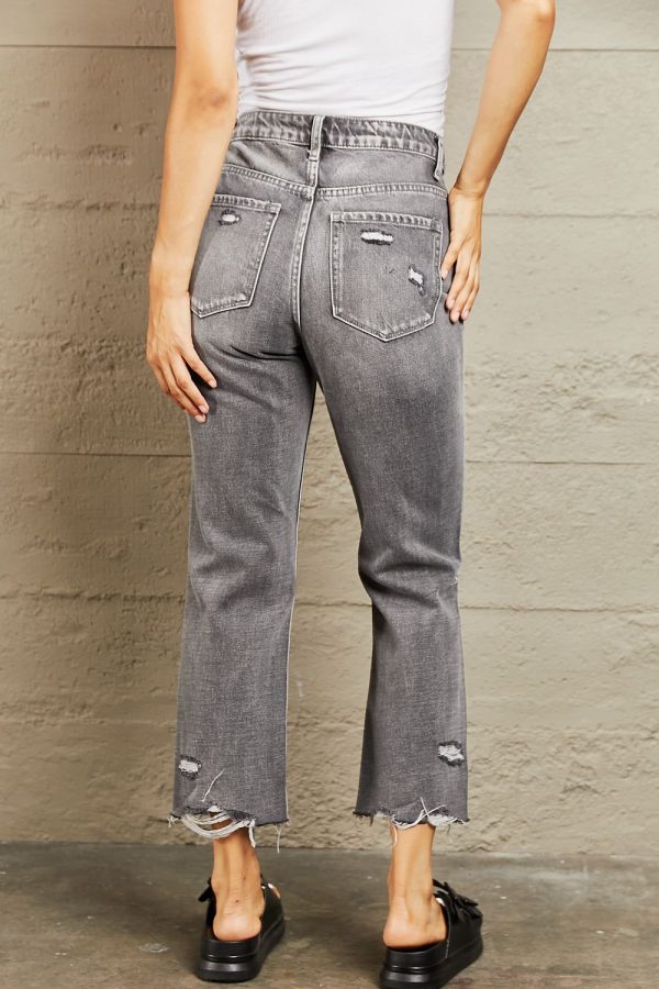 BAYEAS Mid Rise Distressed Cropped Dad Jeans - Image 2