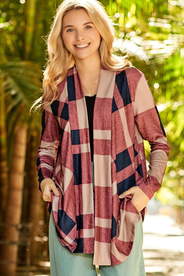 Plaid Open Front Cardigan - Image 4