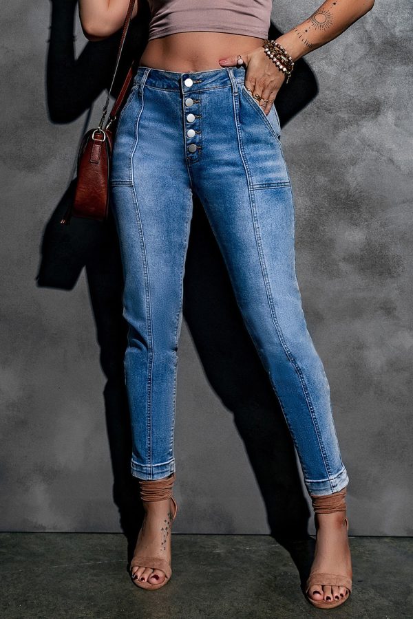 Baeful Button Fly Center Seam High Rise Jeans - Image 4