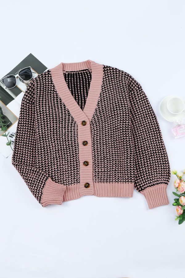 Woven Right Waffle-Knit Drop Shoulder Button-Down Cardigan - Image 7