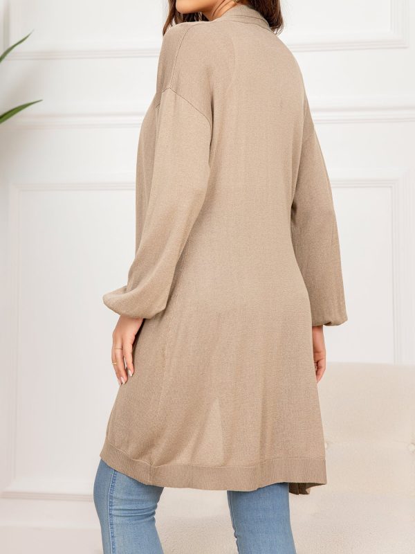Dropped Shoulder Open Front Longline Cardigan - Image 2