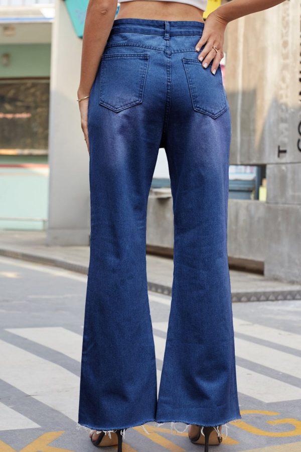 Distressed Buttoned Loose Fit Jeans - Image 8
