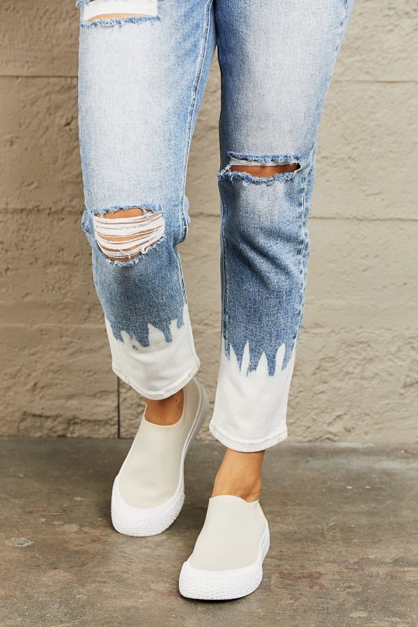 BAYEAS High Waisted Distressed Painted Cropped Skinny Jeans - Image 4