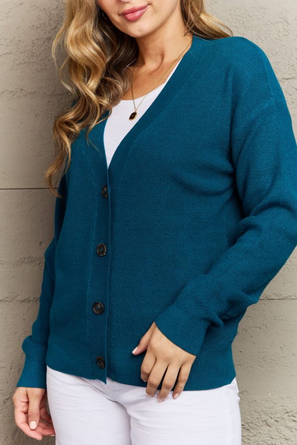 Zenana Kiss Me Tonight Full Size Button Down Cardigan in Teal - Image 6