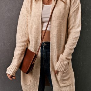 Open Front Hooded Cardigan with Pockets