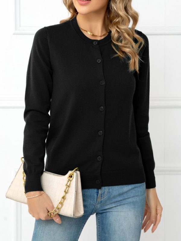 Button Down Round Neck Cardigan - Image 3