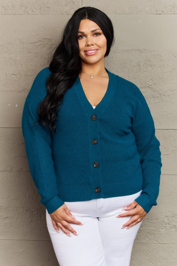 Zenana Kiss Me Tonight Full Size Button Down Cardigan in Teal - Image 7