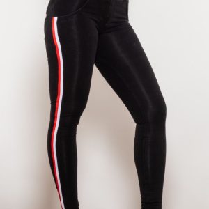Side Stripe Buttoned Skinny Jeans