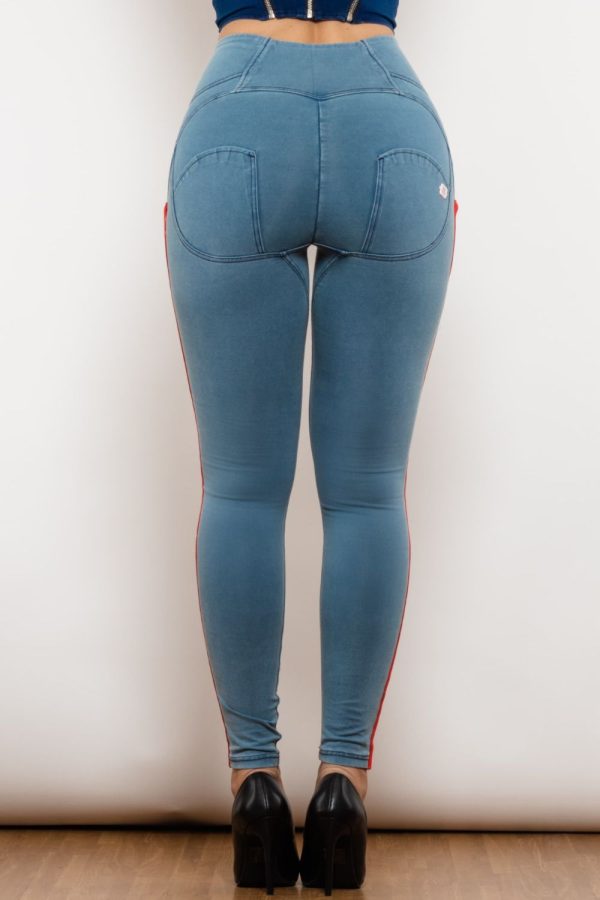 Side Stripe Contrast Zip Closure Skinny Jeans - Image 8